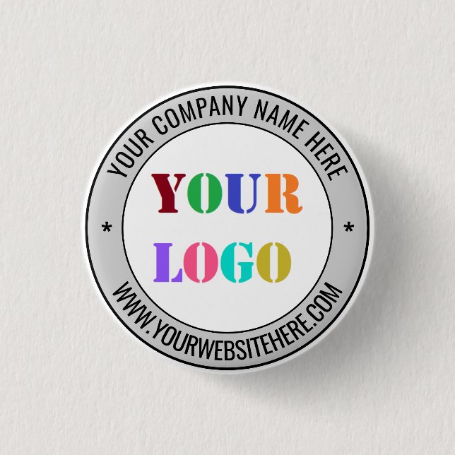 Custom Business Logo and Text Promotional Button (Front)