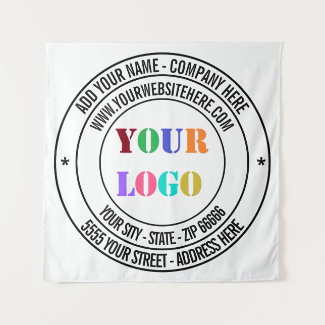 Custom Business Logo and Text Promotional Tapestry (Front)