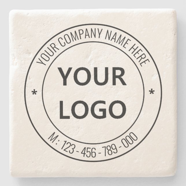 Custom Business Logo and Text Stone Coaster (Front)