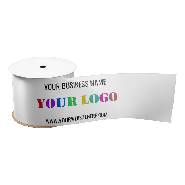 Custom Business Logo and Text Your Company Ribbon Satin Ribbon (Spool)