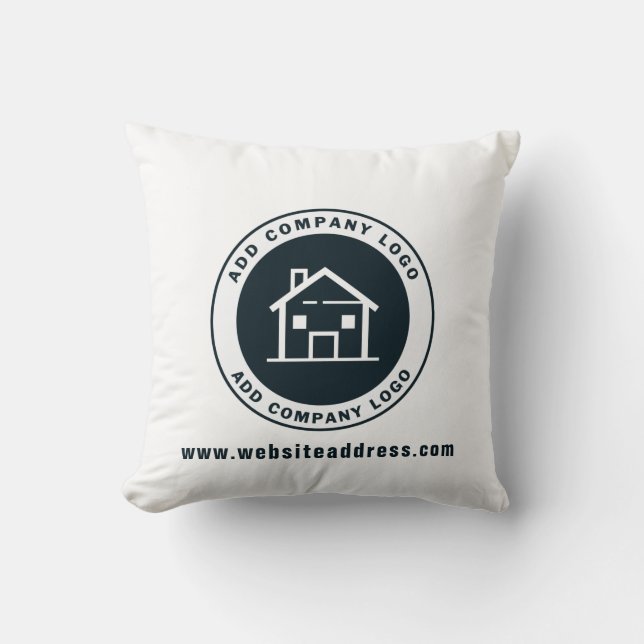 Custom Business Logo and Website Address Throw Pillow (Front)