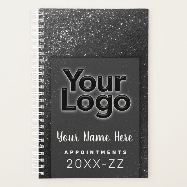 Custom Business Logo Appointment Goals Glitter  Planner (Front)