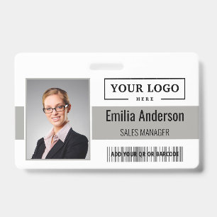 Custom Business Logo Barcode Employee Photo Badge