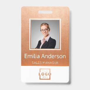 Custom Business Logo Barcode Employee Photo Badge