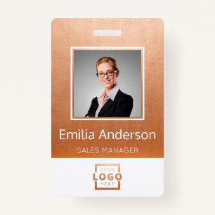 Custom Business Logo Barcode Employee Photo Badge