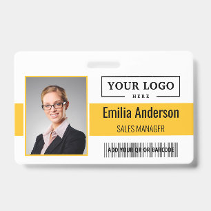 Custom Business Logo Barcode Employee Photo Badge