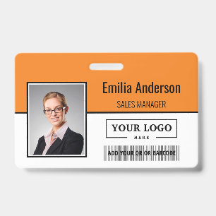 Custom Business Logo Barcode Employee Photo Badge