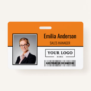 Custom Business Logo Barcode Employee Photo Badge