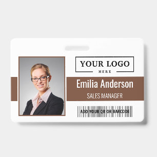 Custom Business Logo Barcode Employee Photo Badge