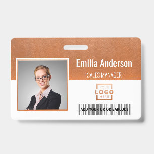 Custom Business Logo Barcode Employee Photo Badge