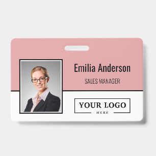 Custom Business Logo Barcode Employee Photo Badge