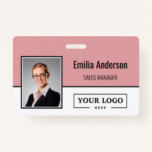 Custom Business Logo Barcode Employee Photo Badge