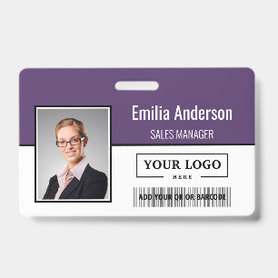 Custom Business Logo Barcode Employee Photo Badge