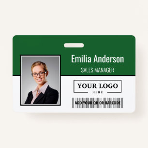 Custom Business Logo Barcode Employee Photo Badge