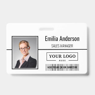 Custom Business Logo Barcode Employee Photo Badge