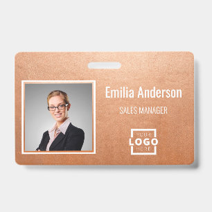 Custom Business Logo Barcode Employee Photo Badge