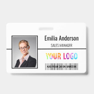 Custom Business Logo Barcode Employee Photo Badge