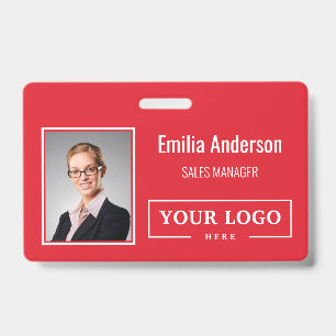 Custom Business Logo Barcode Employee Photo Badge