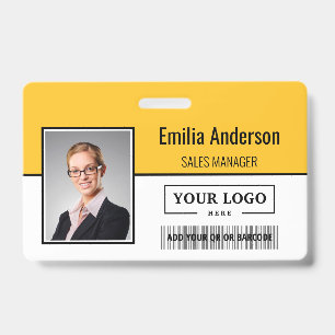 Custom Business Logo Barcode Employee Photo Badge