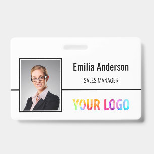 Custom Business Logo Barcode Employee Photo Badge