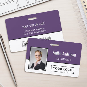 Custom Business Logo Barcode Employee Photo Badge