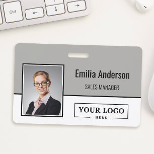 Custom Business Logo Barcode Employee Photo Badge