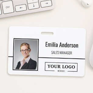 Custom Business Logo Barcode Employee Photo Badge