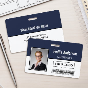 Custom Business Logo Barcode Employee Photo Badge