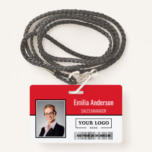 Custom Business Logo Barcode Employee Photo Badge
