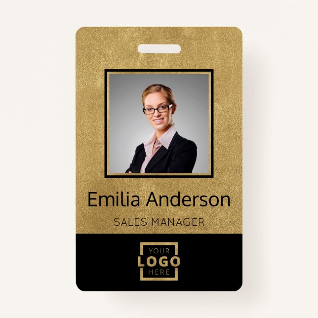 Custom Business Logo Barcode Employee Photo Badge (Front)