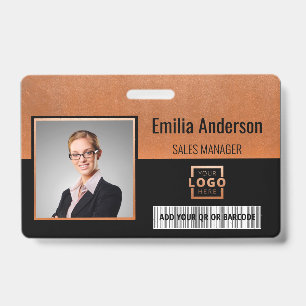 Custom Business Logo Barcode Employee Photo Badge