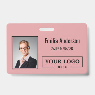 Custom Business Logo Barcode Employee Photo Badge