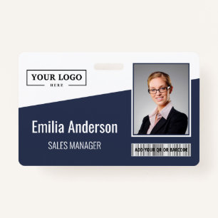 Custom Business Logo Barcode Photo Employee Badge
