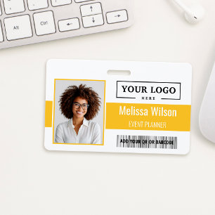 Custom Business Logo Barcode QR Code Employee Badge