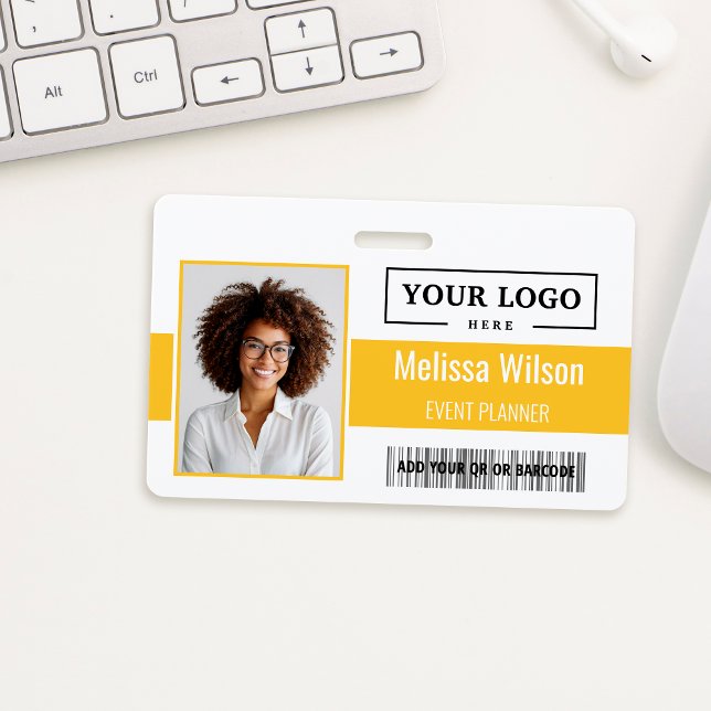 Custom Business Logo Barcode QR Code Employee Badge (Creator Uploaded)