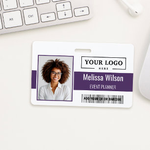 Custom Business Logo Barcode QR Code Employee Badge