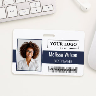 Custom Business Logo Barcode QR Code Employee Badge