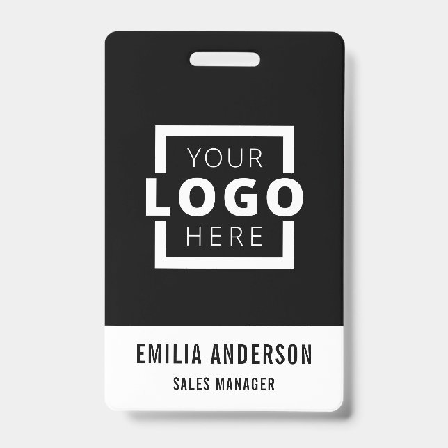 Custom Business Logo Basic Barcode Employee Badge (Front)