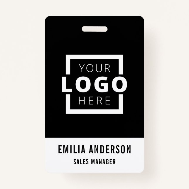 Custom Business Logo Basic Barcode Employee Badge (Front)