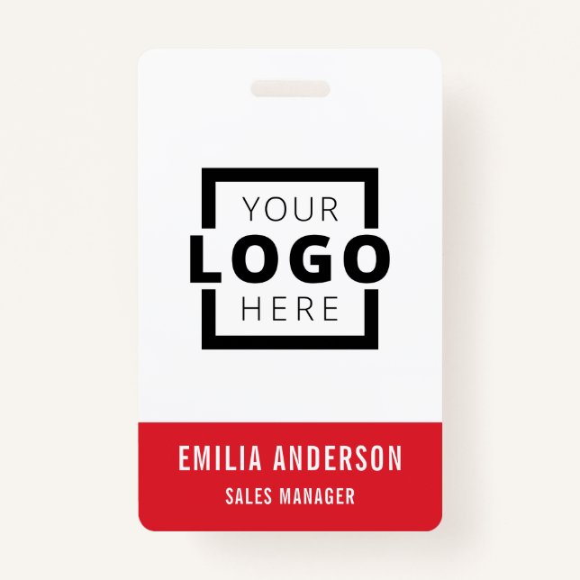 Custom Business Logo Basic Barcode Employee Badge (Front)