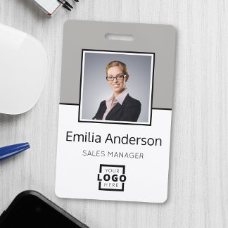 Custom Business Logo Basic Barcode Employee Photo Badge