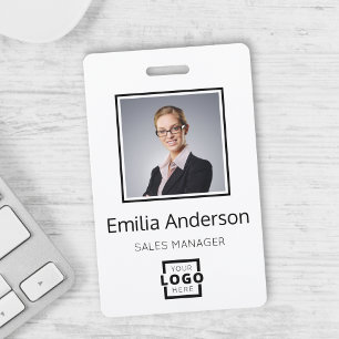 Custom Business Logo Basic Barcode Employee Photo Badge