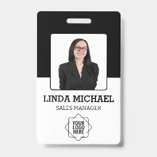 Custom Business Logo Basic Barcode Employee Photo  Badge