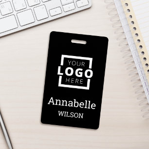 Custom Business Logo Basic Employee Name Black Badge