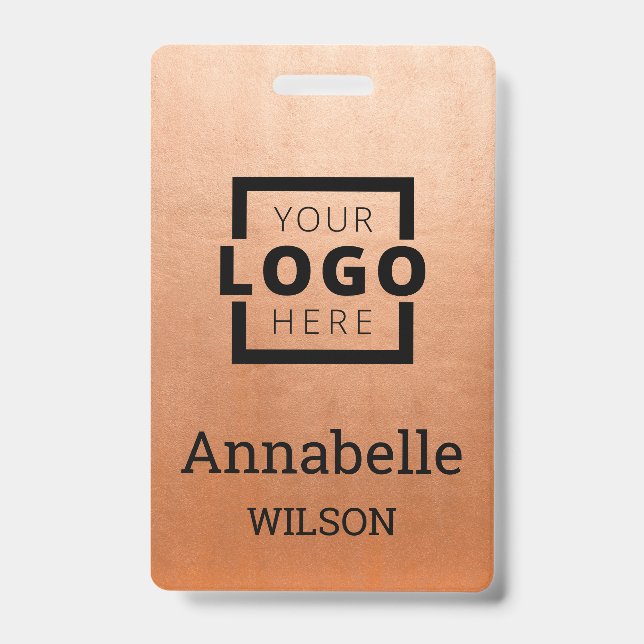 Custom Business Logo Basic Employee Name Copper Badge (Front)