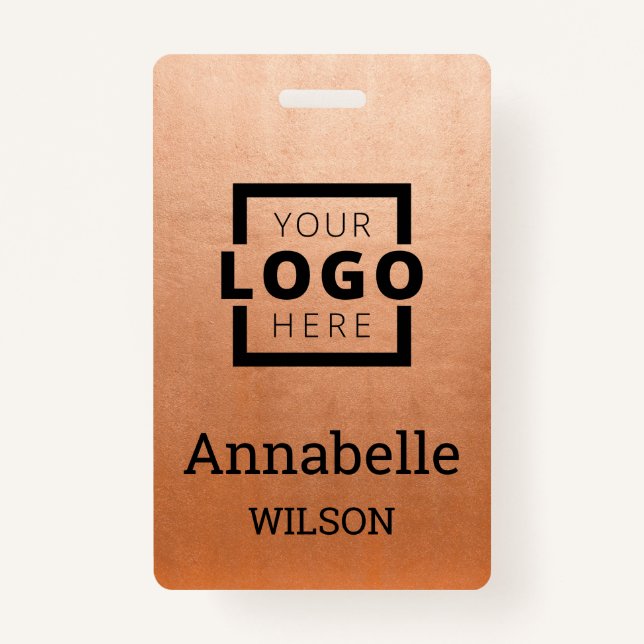 Custom Business Logo Basic Employee Name Copper Badge (Front)