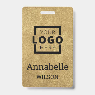 Custom Business Logo Basic Employee Name Gold Badge