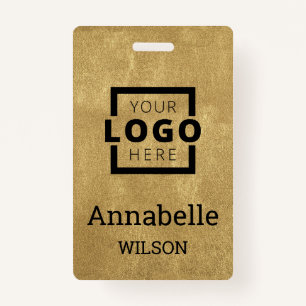 Custom Business Logo Basic Employee Name Gold Badge