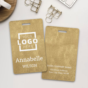 Custom Business Logo Basic Employee Name Gold Badge