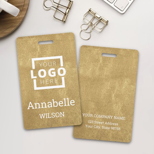 Custom Business Logo Basic Employee Name Gold Badge (Creator Uploaded)